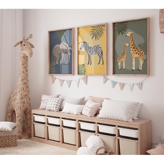 UNFFRAMED Safari Nursery Wall Prints, Boho Nursery Prints, Jungle Animals, Earth Colors, Nursery Art, Animal Nursery Decor, Animal Prints #575 Set 3 Prints 8x12