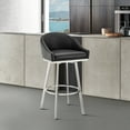 thumbnail image 6 of Noran Swivel Bar Stool in Brushed Stainless Steel with Black Faux Leather, 6 of 13