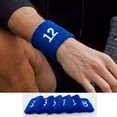 thumbnail image 5 of COUVER Embroidered White Number 67 Blue Terry Cotton Athletic Wristbands 1 Pair (Mens), 5 of 11