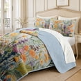thumbnail image 2 of Flymme Floral Quilt Set Queen Size,3 Pieces Colorful Botanical Plants Pattern Bedspread Coverlet Set with 2 Pillowcases Soft Lightweight Bedding Set, 2 of 9
