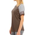thumbnail image 6 of Women Crew Neck Short Sleeve Stripes Leopard Print Top,XL, 6 of 8
