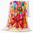 thumbnail image 2 of Overflowing Present Box Candy Design Detailed Visual Pattern Cheerful Graphic Style Art Lovers Expressive Room Motif Warm Flannel Blanket, Housewarming Gift for Bedroom and Living Room Home Decor, 2 of 9