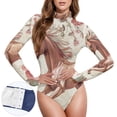 thumbnail image 3 of Horse Around Flowers Floral Women's Mock Turtle Neck Long Sleeve Tops Bodysuit Jumpsuit One Piece Leotards Shirt, 3 of 8