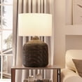 thumbnail image 3 of Evelyn&Zoe Jolina 27" Tall Oversized/Rattan Table Lamp with Fabric Shade, Black Rattan/White, 3 of 5