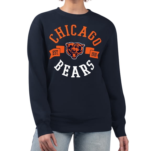 Women's G-III 4Her by Carl Banks Navy Chicago Bears Large Team Graphic Fleece Pullover Sweatshirt