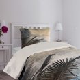 thumbnail image 4 of Ambesonne Tropical Quilted Coverlet 2 Pcs, Grunge Palm Trees Art, Twin Size, Beige Navy, 4 of 5