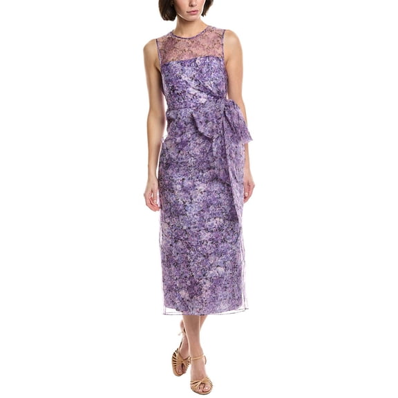 Cinq à Sept womens Miley Painted Silk Dress, 00, Purple