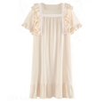 thumbnail image 4 of Camisón de encaje con volantes para mujer, ropa de dormir coreana, vestido de noche, pijamas de una pieza, cuello cuadrado, ropa de casa de manga corta sólida, Verano, 4 of 4