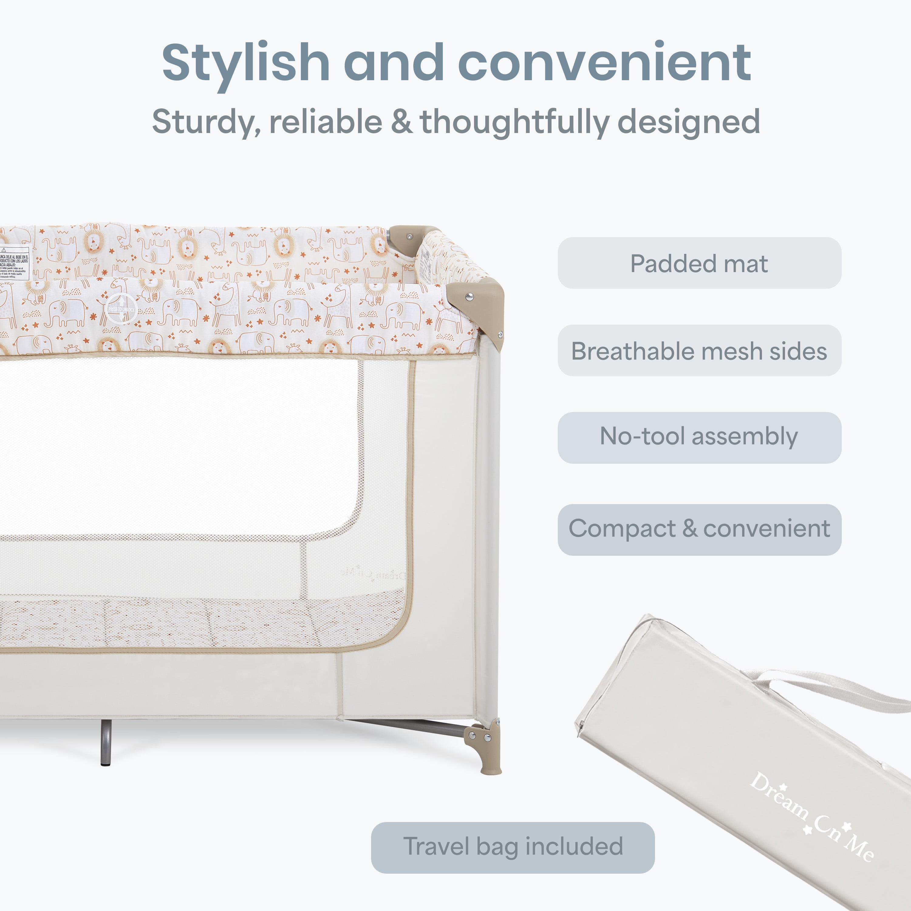 Dream On Me Zodiak Portable Playard with Carry Bag & Shoulder Strap, Beige, Unisex