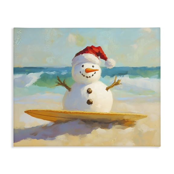 Stupell Industries Surfer Snowman on Beach Canvas Wall Art, design by The Prints Vibe