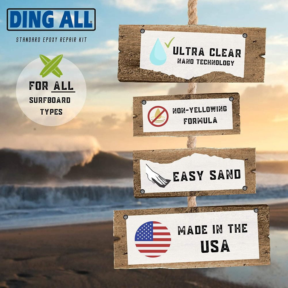 Ding All 3 Oz (84ml) Standard Epoxy Repair Kit for Epoxy and Polyester Surfboards Repairs