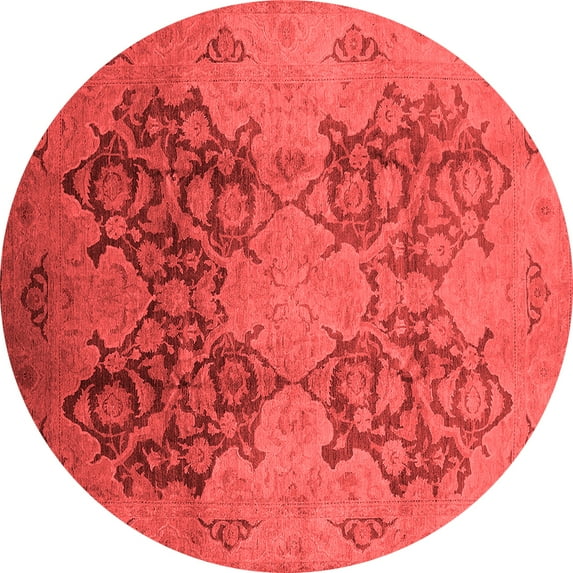 Ahgly Company Indoor Round Oriental Red Industrial Area Rugs, 4' Round