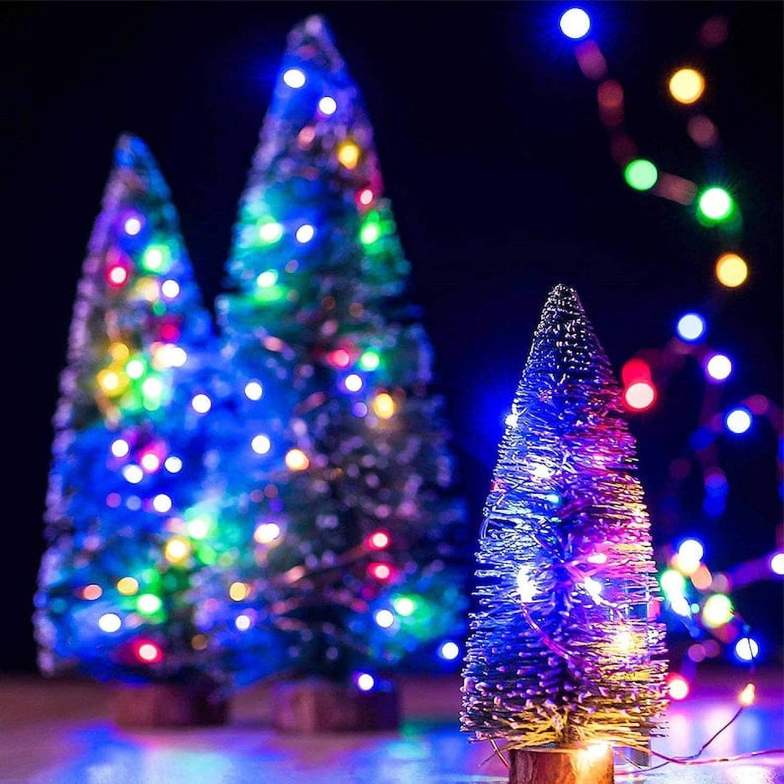 [2 Pack] Epicgadget Solar String Lights Outdoor 16FT 50 LED Super Bright Copper Wire Solar Powered Lights Waterproof with 8 Modes for Garden Patio Tree Wedding Party Christmas Decor Lamp(Multi Color)