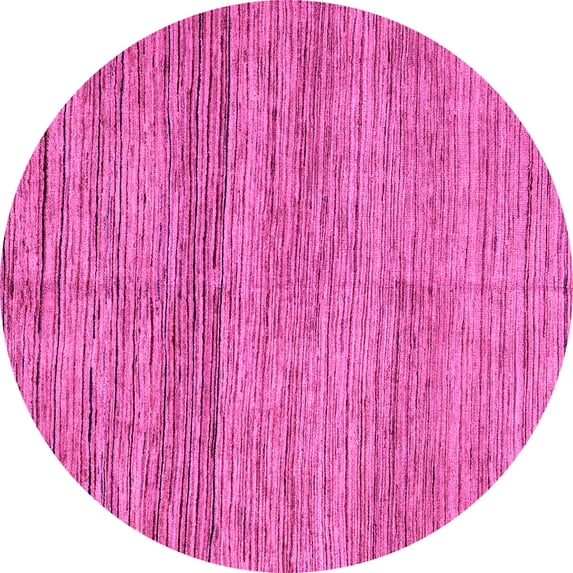 Ahgly Company Indoor Round Abstract Pink Modern Area Rugs, 6' Round