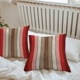 thumbnail image 4 of Brown Red Striped Outdoor Pillow Covers Set of 2 Modern Vintage Wood Texture Rectangle Waterproof Throw Pillow Case Decorative Square Cushion Cover for Patio Couch Garden Balcony, 16"x16", 4 of 9