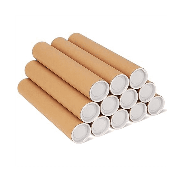 12 Pack Mailing Tubes with Caps for Packaging Posters, 2X12 Inch Cardboard Mailers Tube, Poster Tube for Mailing,12 x Mailing Tubes