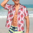 thumbnail image 4 of Uemuo Strawberries Printed Regular Fit Short Sleeve Casual Hawaiian Shirt for Men,Aloha shirt,Tropical shirt,Floral print shirt,Vacation Beach shirt-Small, 4 of 9