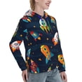 thumbnail image 6 of Sikiie Spaceships and Stars Women's Casual Hoodies Long Sleeve Lightweight Pullover Tops Loose Sweatshirt-Large, 6 of 7