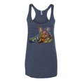 thumbnail image 3 of First We Still Your Heart Then Your Bed | Funny Neon Colorful Cat | Dean Russo Art Animal Lover Tri-Blend Racerback Tank Top, Vintage Navy, X-Large, 3 of 6