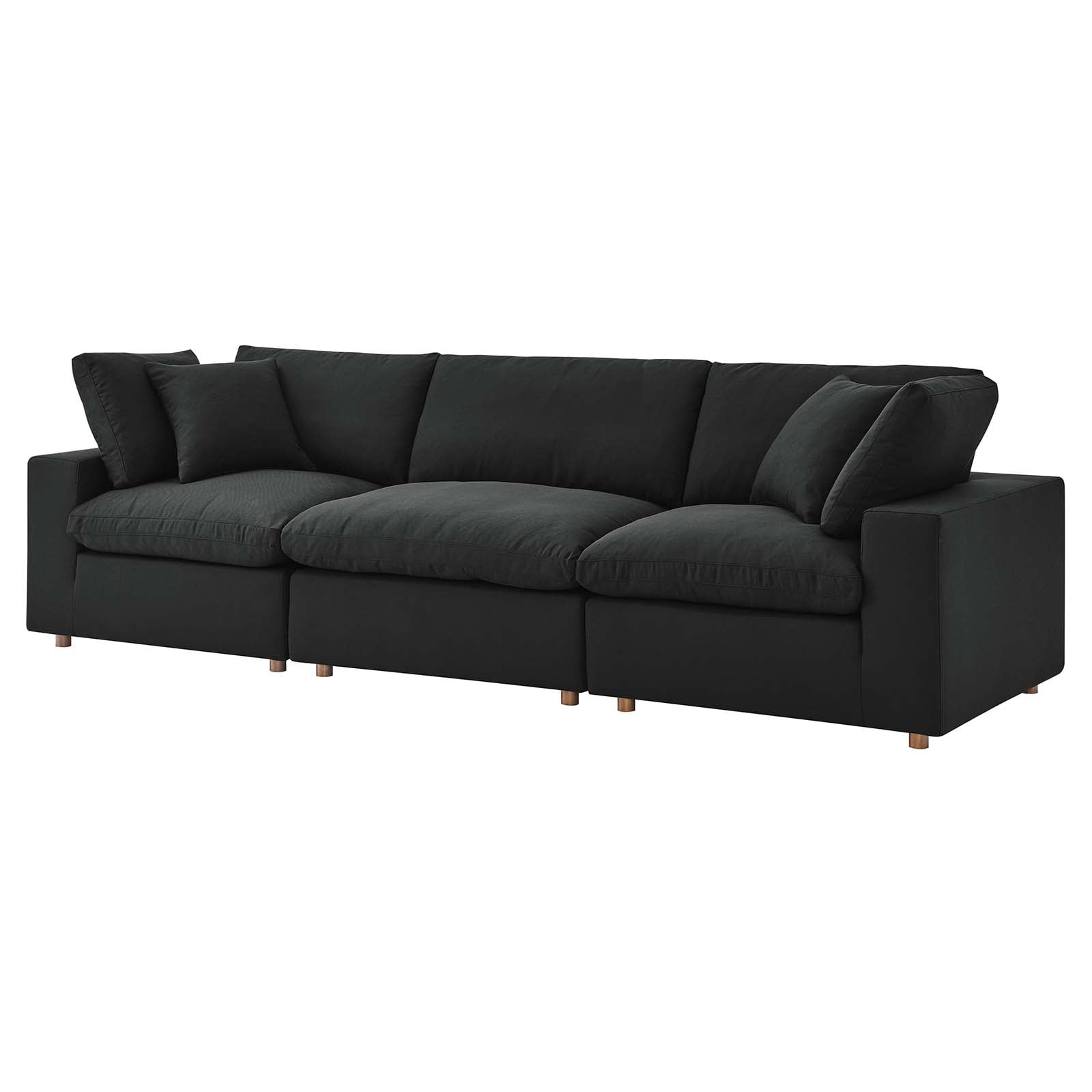 Modular Deep Sofa, Black, Fabric, Modern Contemporary, Living Lounge Cafe Room Hotel Lobby