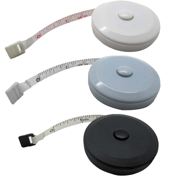Measuring Tape Set – 3-Pack Retractable Body & Fabric Tape Measures for Sewing, Tailoring, Waist, Crafting, and Fitness – Dual-Sided Metric & Inch Markings – Black, White & Grey