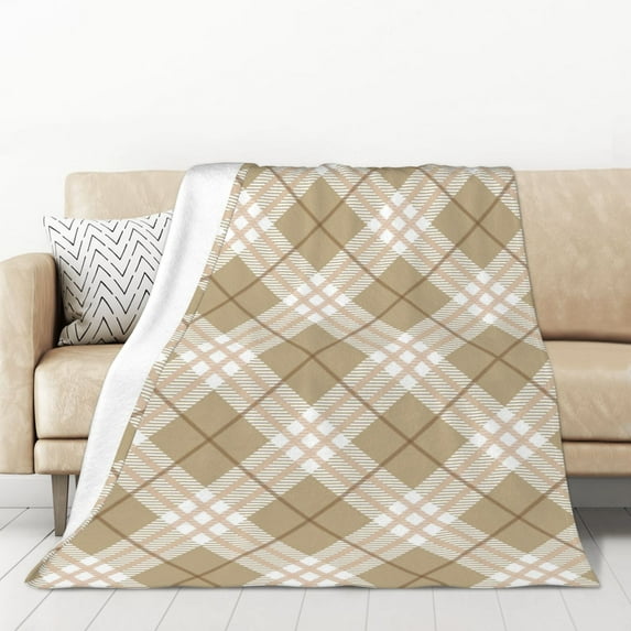 XMXT Throw Blankets, Brown Simple Stripe Print Bed Blanket for Bedroom Sofa, 50 x 70 inches Brown