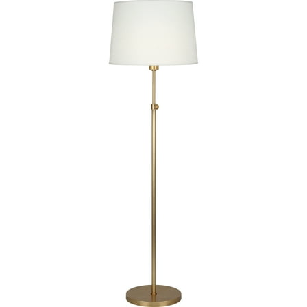 Srkashlteni Adjustable Aged Brass Floor Lamp with Oyster Linen Shade – Contemporary Lighting Fixture for Transitional Spaces