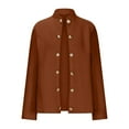 thumbnail image 5 of XPMWRP Women's Long Sleeve Button Coat Soft Breathable Fabric Casual Top Perfect for Spring Summer Daily Wear Stylish Jacket Ideal for Holiday Parties Brown M, 5 of 7