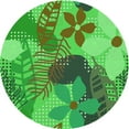 thumbnail image 1 of Ahgly Company Machine Washable Indoor Round Transitional Neon Green Area Rugs, 4' Round, 1 of 7