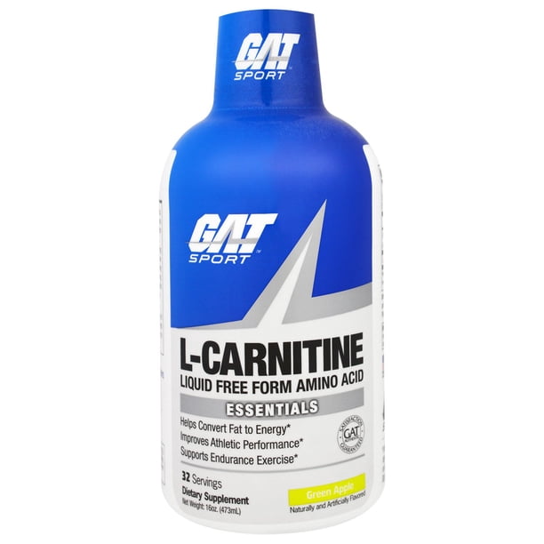GAT LCarnitine Liquid Free Form Amino Acid Green Apple 16 oz 473 ml