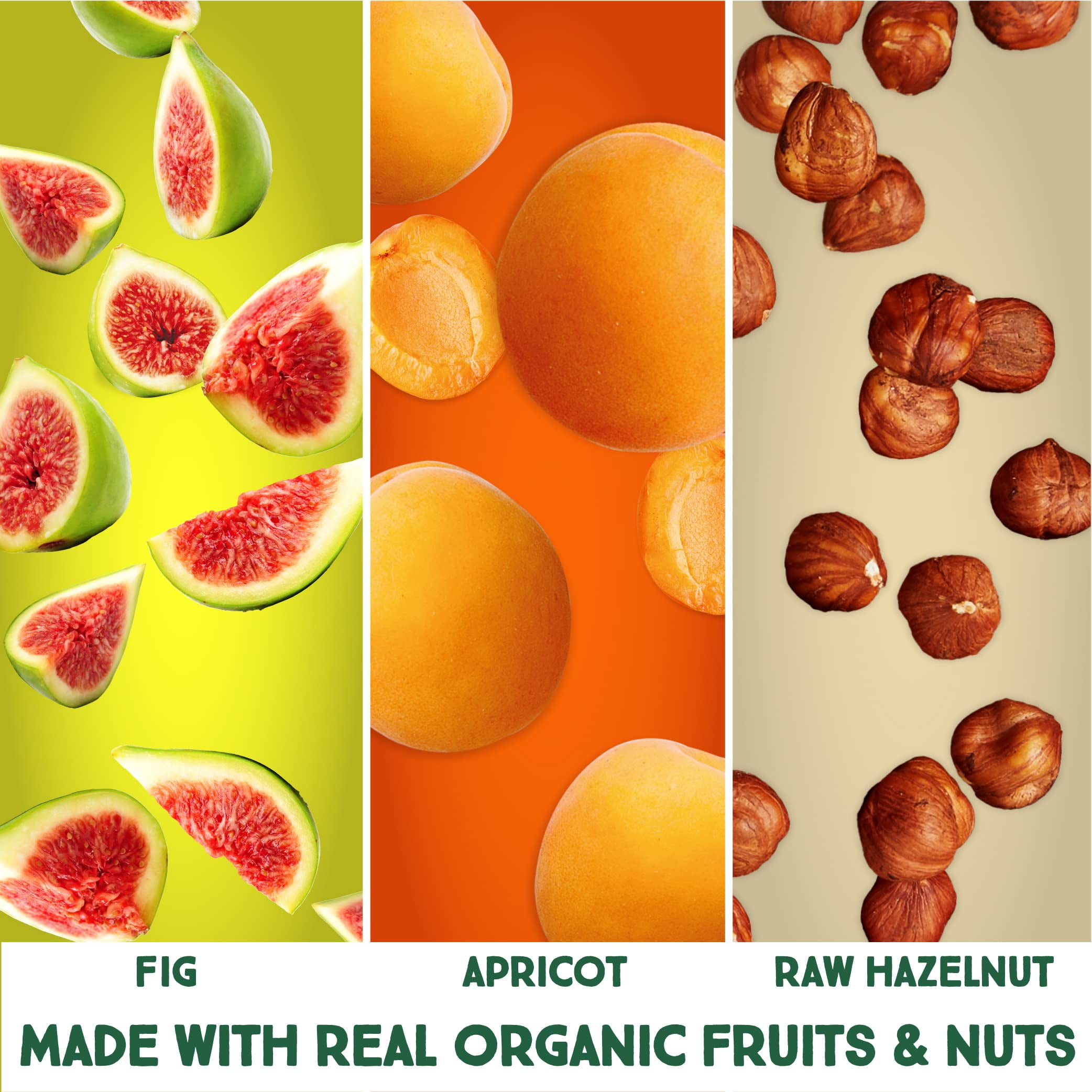 Happy Village Organic Fig & Nut Bar, Apricot – 3 Ingredients, Gluten-Free, No Sugar Added, Vegan, Kosher, Non-GMO – 16 x 1.4 oz, Resealable pack