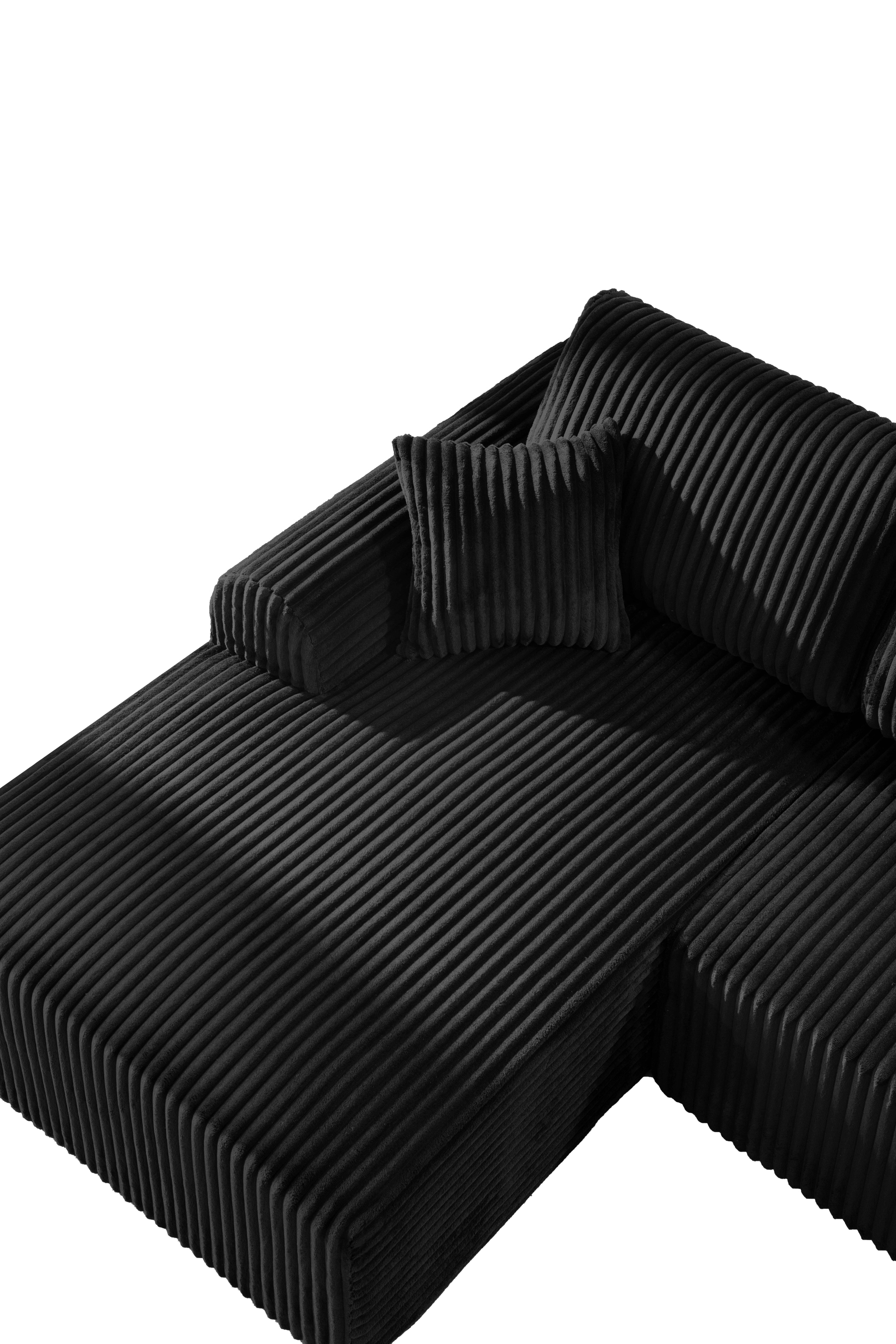Shikeyi 109" Cloud Modular Sectional Sofa Couch with L-Shape Chaise,Modern Minimalist Upholstered Boneless Couches for Living Room Bedroom, Black