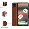 thumbnail image 6 of Case for Google Pixel 6a (2022) 6.1 Inches, Wallet Flip Cover [RFID Blocking] [3 Card Slots 1 Money Pocket] [Magnetic Closure] [Stand Kickstand] PU Leather Shockproof Folio Phone Case - Brown, 6 of 7
