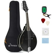 Donner A Style Mandolin Instrument Mahogany DML-100B With Tuner String Big Bag and Guitar Picks, Black