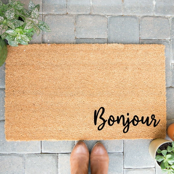 Doormat Bonjour French Decor Birthday Gift First House Gift Doormat Fr (18" x 30") #4150