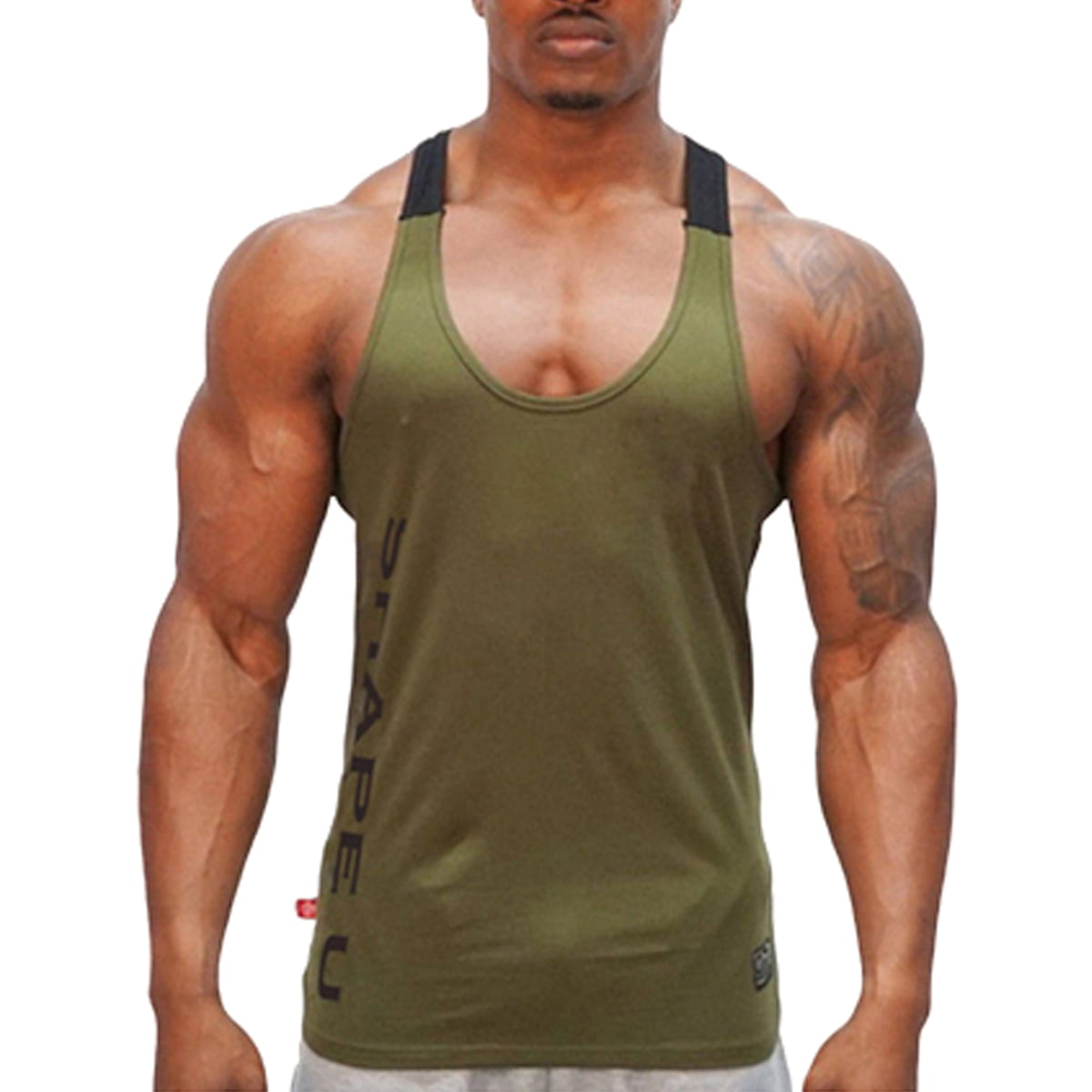 Gym Mens Bodybuilding Tank Tops Fitness Singlet Stringer Y-Back Muscle Vest