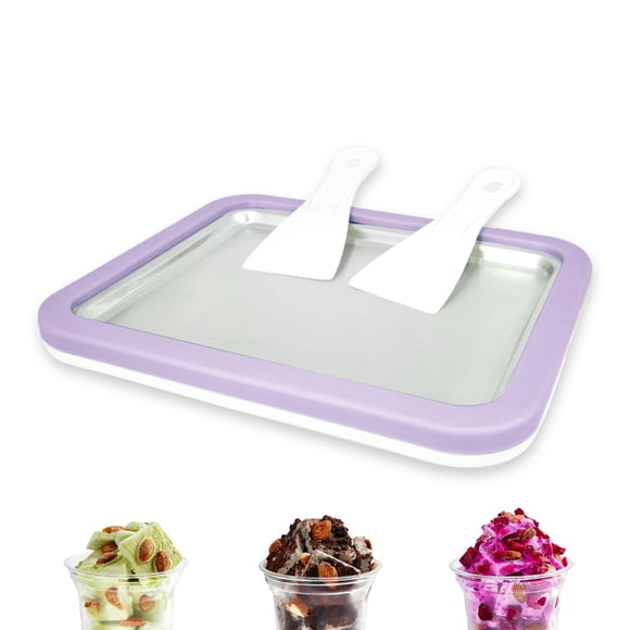 Máquina Instantánea para Helado Rollo con 2 Espátulas, Plato para Yogur Helado Casero DIY Instantáneo (Lavanda)