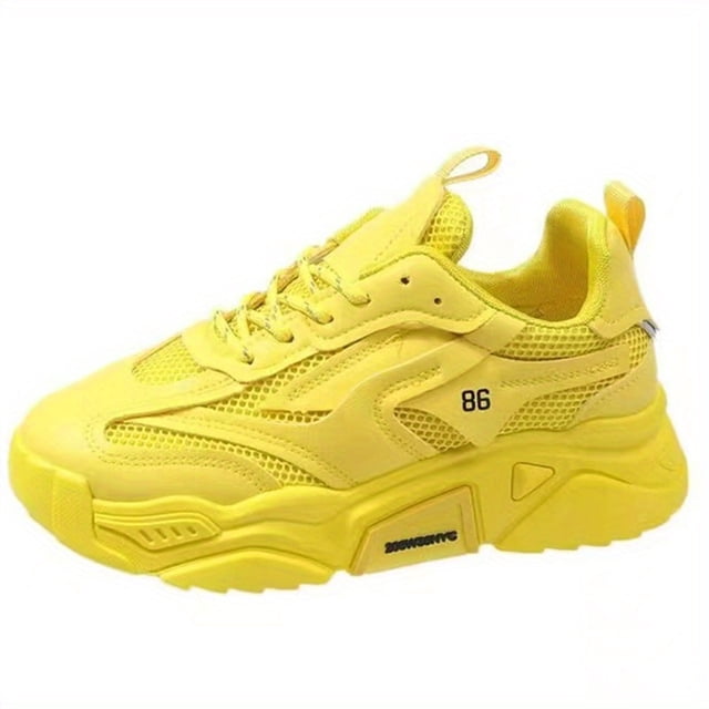 Zapatillas Deportivas De Plataforma Versátiles, De Malla Transpirable Y Color Sólido, Para Mujer