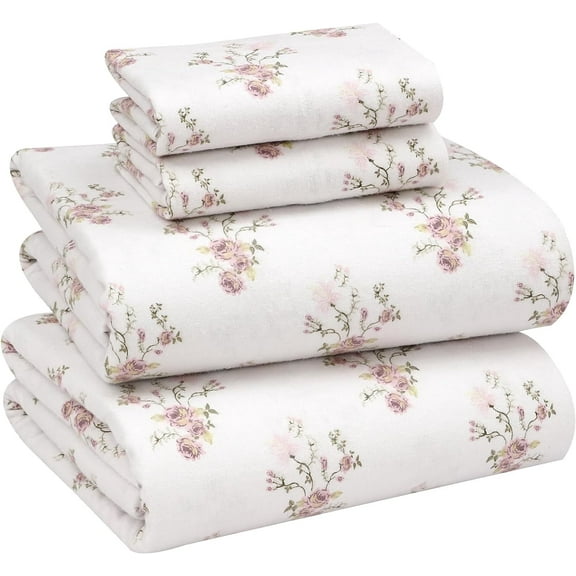 Ruvanti Flannel Sheets King Size - 100% Cotton Brushed Flannel Bed Sheet Sets - Deep Pockets 16 inches (Fits up to 18") - All Seasons Breathable & Super Soft - Warm & Cozy - 4 Pcs - Sovenir