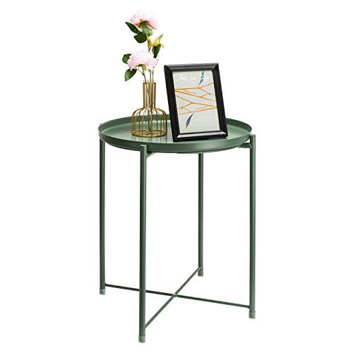 Danpinera Tray Metal End Table Small, Small Round Metal Accent Table