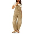 thumbnail image 5 of Women Sleeveless Denim Overall Pants Casual Loose Barrel Leg Jeans Jumpsuit with Pockets, 5 of 7