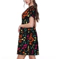 thumbnail image 2 of Easygdp Music Notes para Vestido Transpirable de Mujer, Vestido Suelto de Manga Corta con Pliegues y Bolsillos para el Verano, 2 of 6