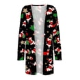thumbnail image 6 of IROINNID Women's Open Front Jacket Print Long Sleeve Casual Christmas Coat Cardigan With Pocket Casual Tops, Black, 6 of 8