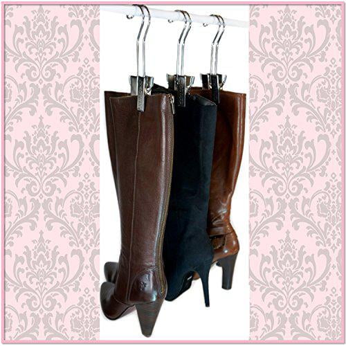 Le Cintre Original pour Bottes - Économiseur d'Espace pour Chaussures (Ensemble de 3); Cintre pour Bottes, Support pour Bottes, Clips pour Bottes (Argent)