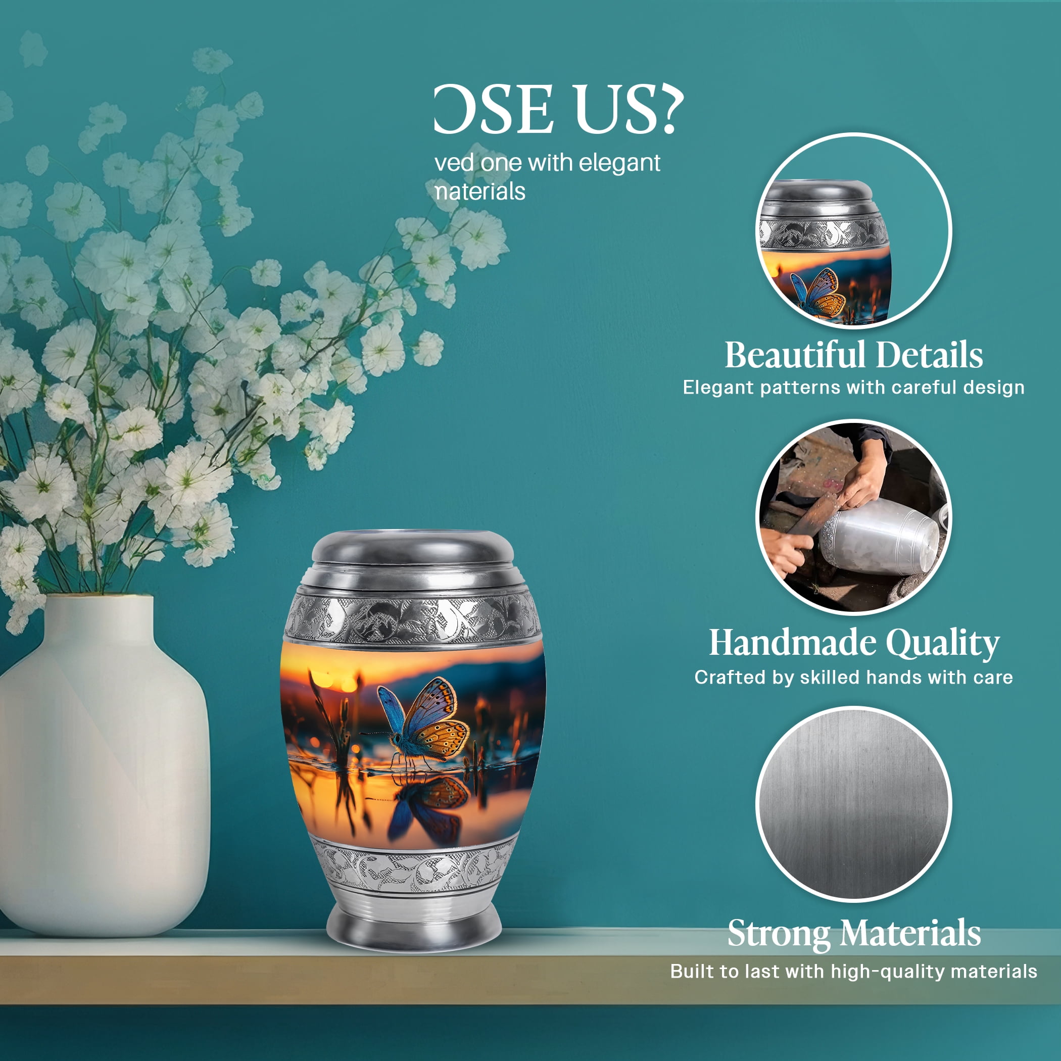 SABURIAL Butterfly Urn - Cremation Urn Burial - 3 Inch - Pack Of 4 - Unique Urns - Burial Urns For Male & Female - Ash Keepsakes For Human Ashes