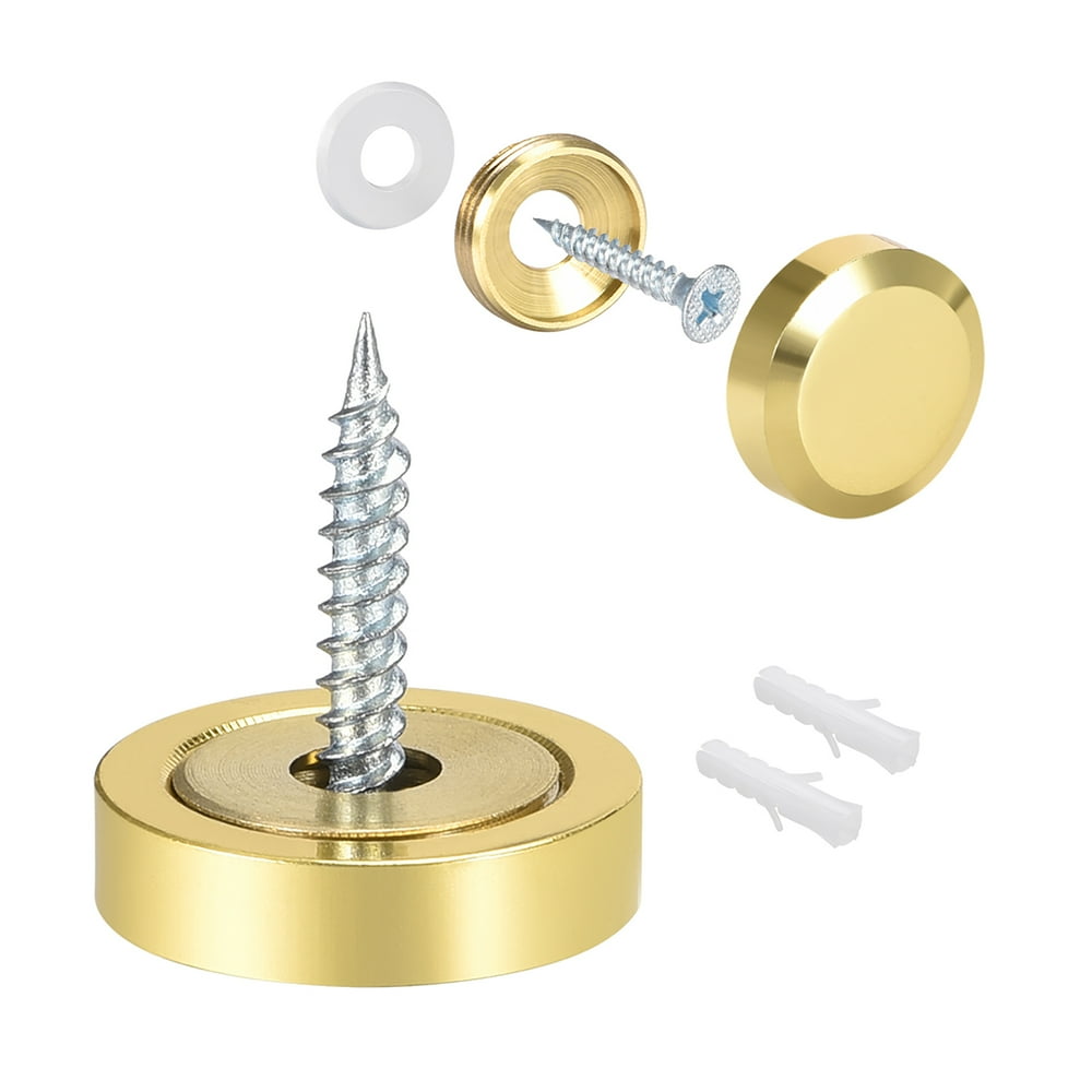 Mirror Screws Decorative Cap Cover Nails Polished Gold 22mm 4Pcs