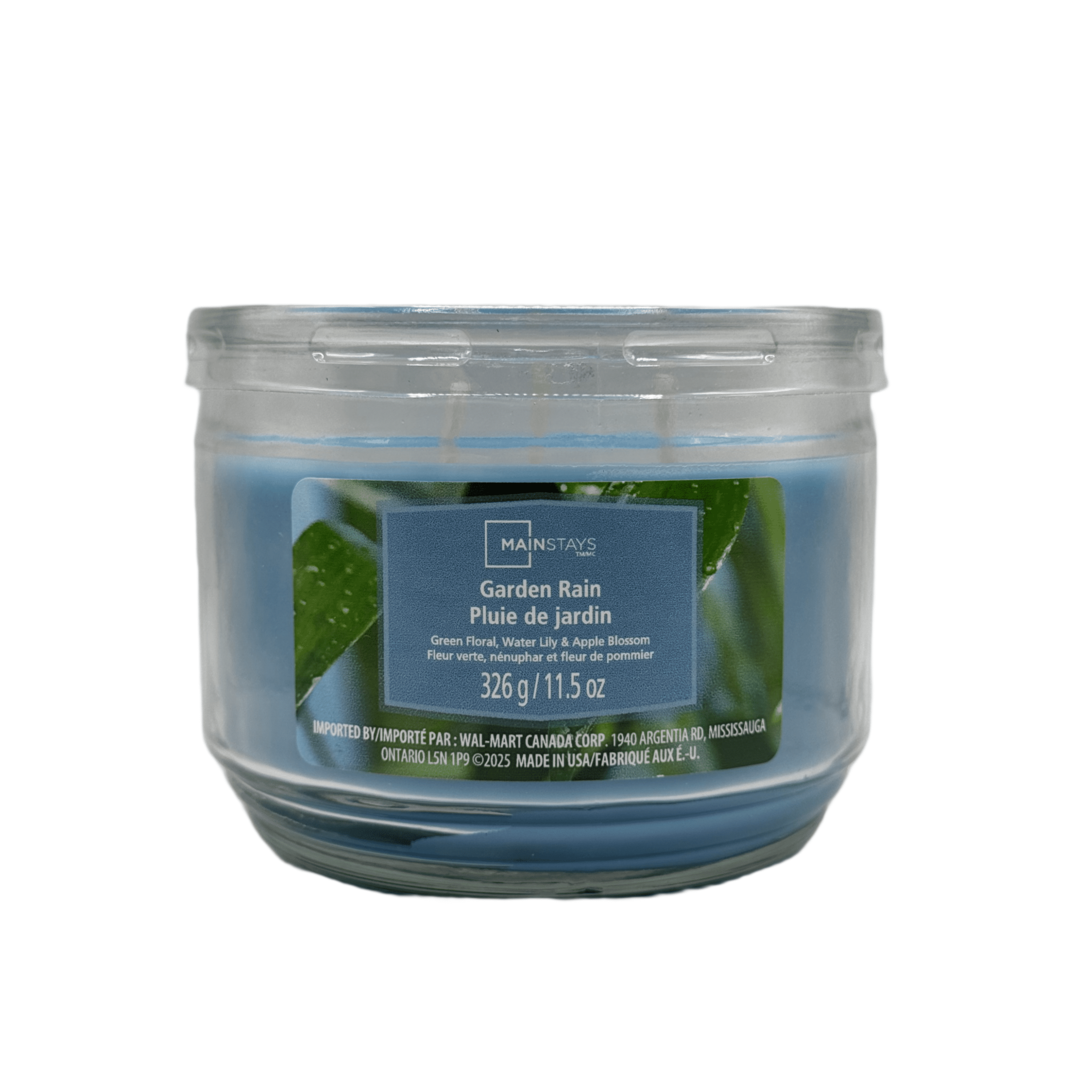 Mainstays Garden Rain Scented 3-Wick Glass Jar Candle, 11.5 oz