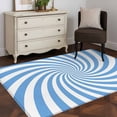 Blue Vortex Washable Area Rug 2.7x5 Abstract White Sky Blue Spiral ...