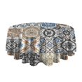 thumbnail image 5 of Multicolor Ethnic Geometric Patchwork Pattern Round Tablecloth 60"x60",Wrinkle Wipeable Table Cloth for Kitchen Dining Room Picnic Patio Party, 5 of 6