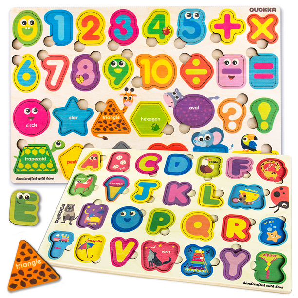 Quokka Wooden Abc Alphabet Shapes Puzzles Games For Toddlers 2 3 4 5